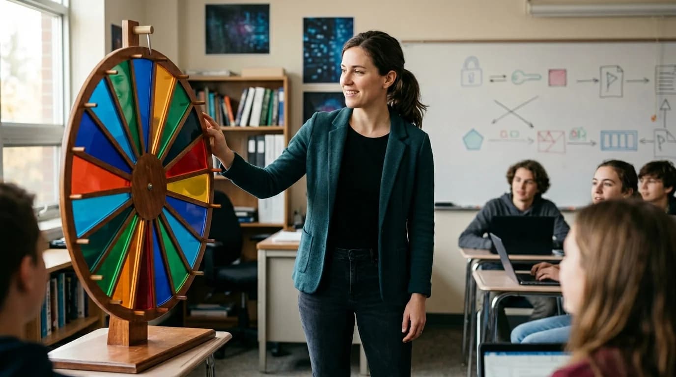 Teacher using random name picker tool for unbiased student selection