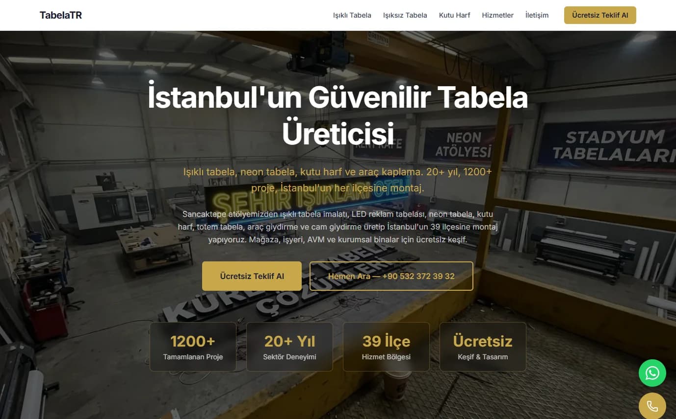 TabelaTR homepage — Turkey's signage industry hub