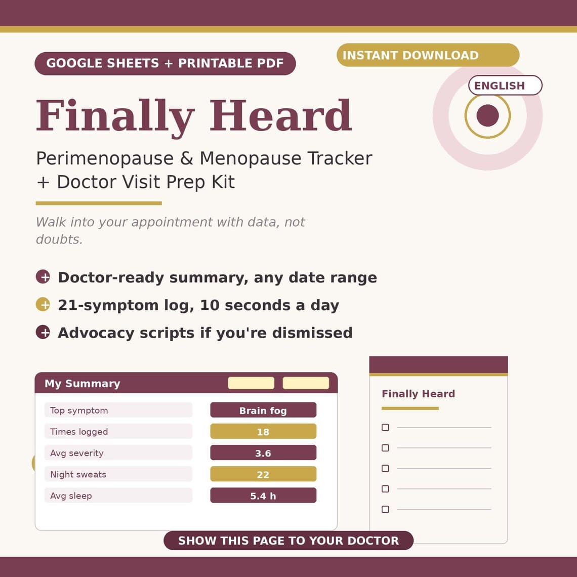 Perimenopause & Menopause Tracker — Etsy digital product