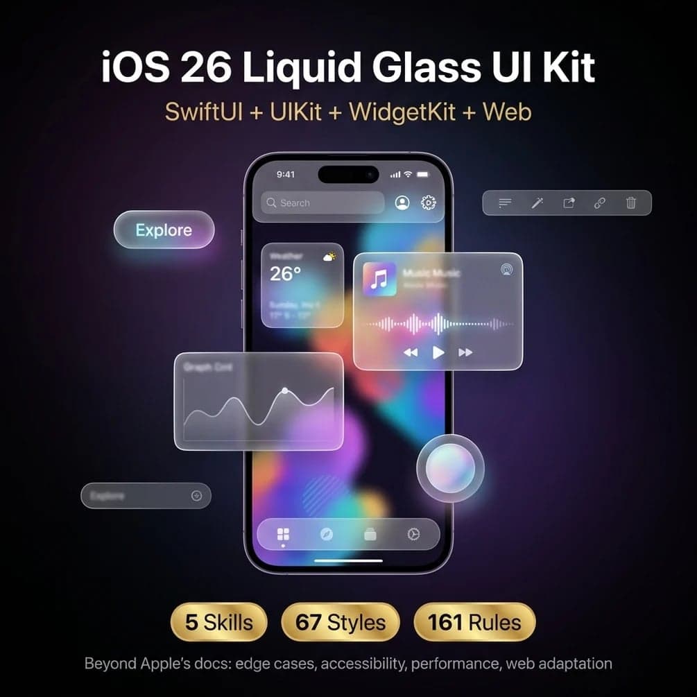 iOS Liquid Glass UI Kit — Gumroad digital product
