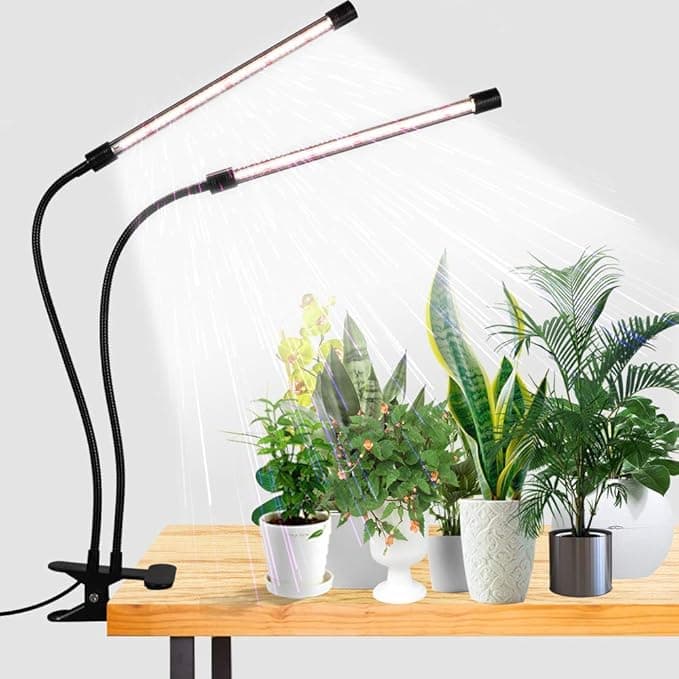 GooingTop clip-on LED grow light illuminating indoor plants
