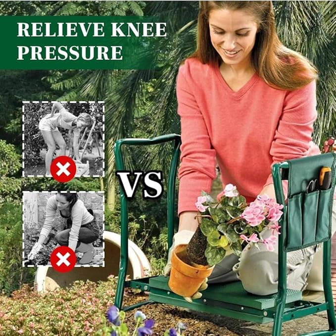 Garden Kneeler and Seat, Foldable Garden Stool Heavy Duty Gardening Bench for Kneeling and Sitting to Prevent Knee & Back Pain, Gardening Gifts for Women, Grandparents, Seniors, Mom & Dad - Comfort gardening gift