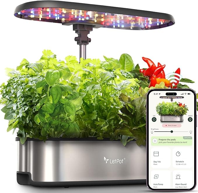 LetPot LPH-SE smart countertop herb garden growing basil and greens