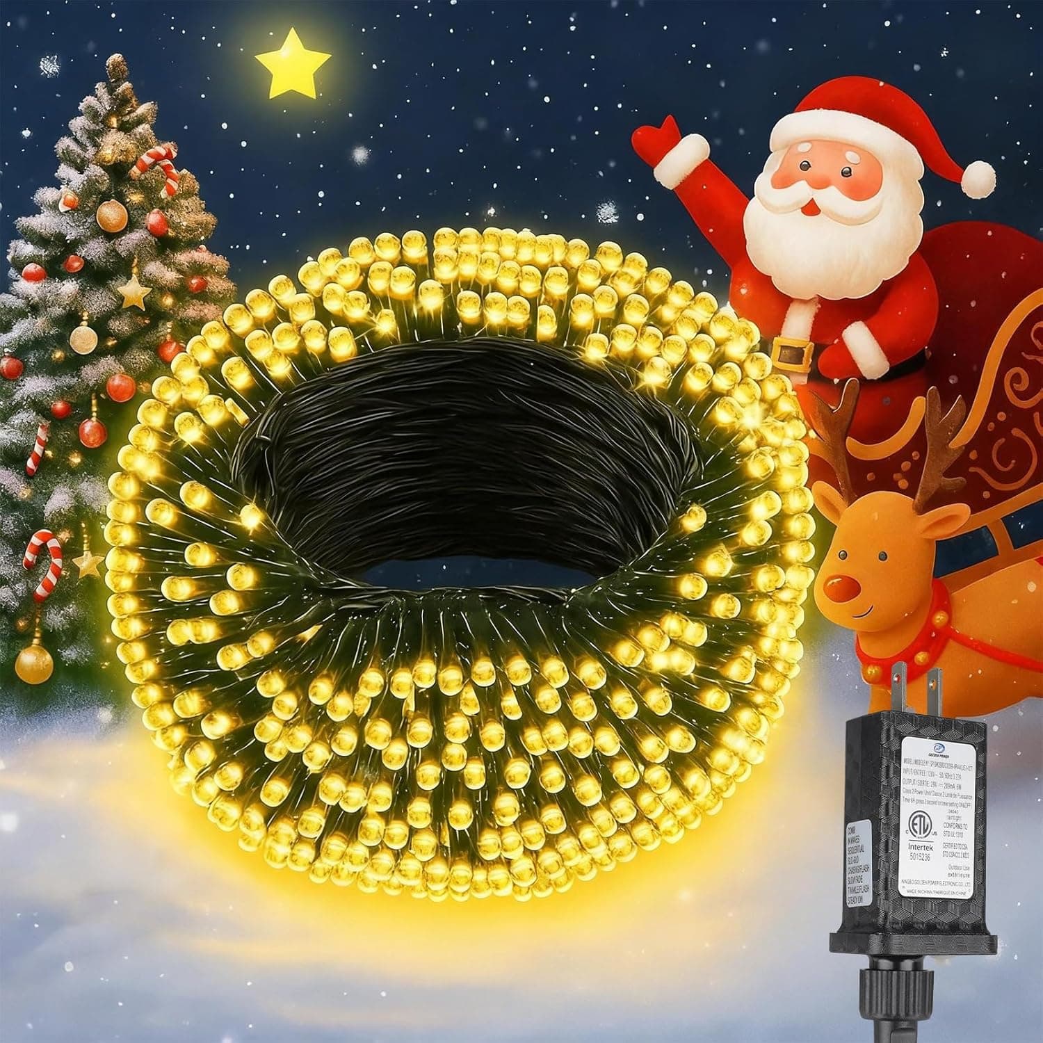 Extra long 132FT Christmas decorative mini LED lights with green wire, fairy starry string lights with timer and 8 modes