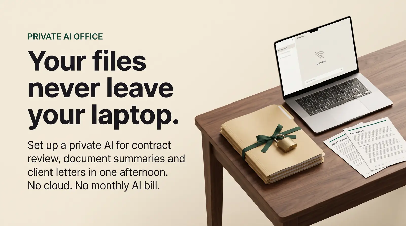 Your files never leave your laptop: private AI for contract review, document summaries and client letters